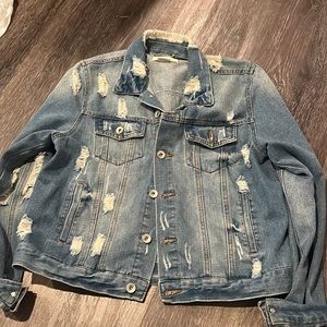 Distressed denim jacket